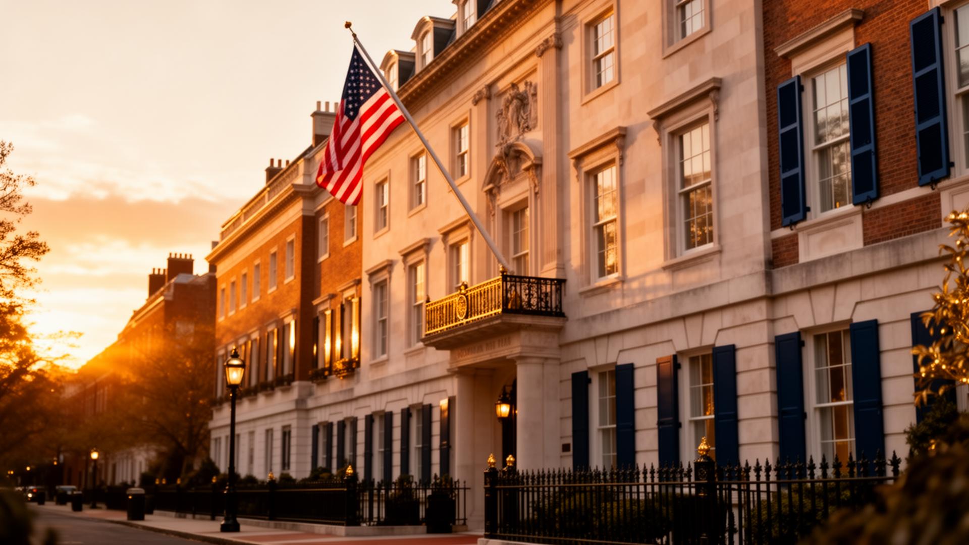 APVI Washington DC office at golden hour with the U.S. Capitol visible in the distance